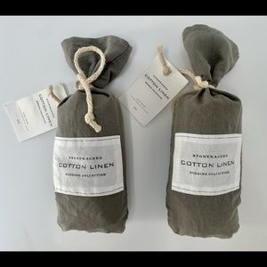 NWT SET of 2 Restoration Hardware Stonewashed Cotton Linen King Shams, Graphite